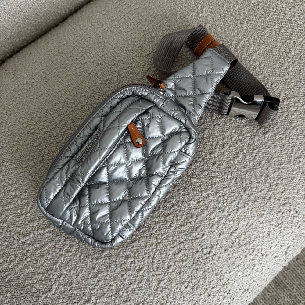 MZ Wallace Metallic Silver Metro Belt Bag